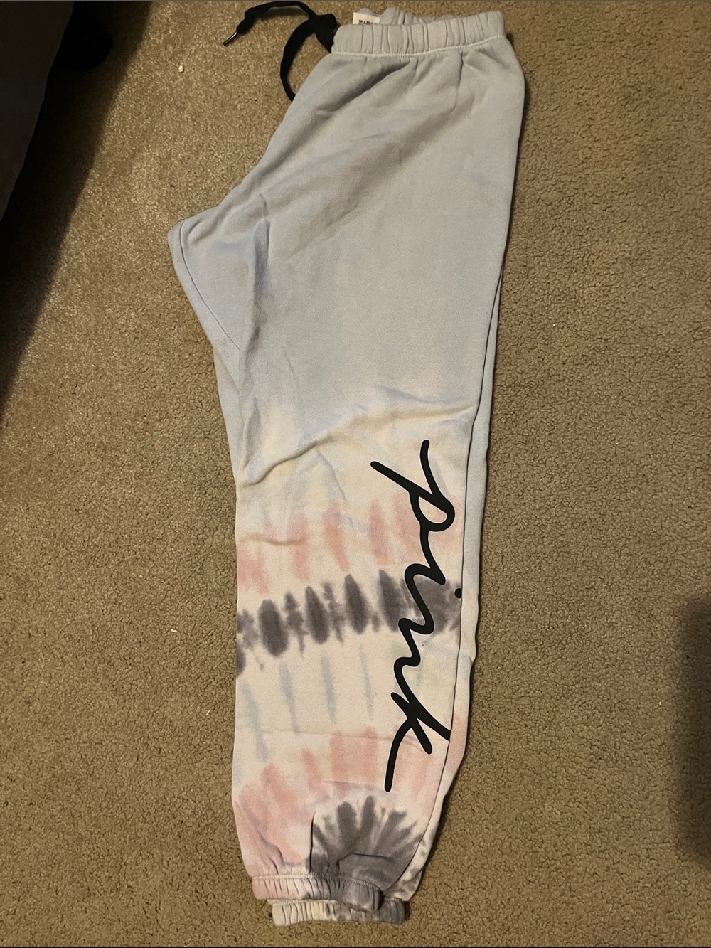 PINK Victoria's Secret Tie-Dye Jogger Sweatpants in Light Blue, Pink, Gray
